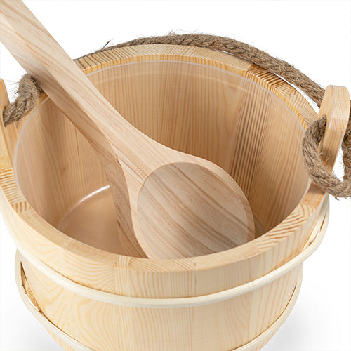 Sauna 4L Wood Bucket and Ladle Set