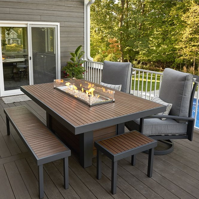 Kenwood and Brooks Linear Dining Height Gas Fire Pit Table