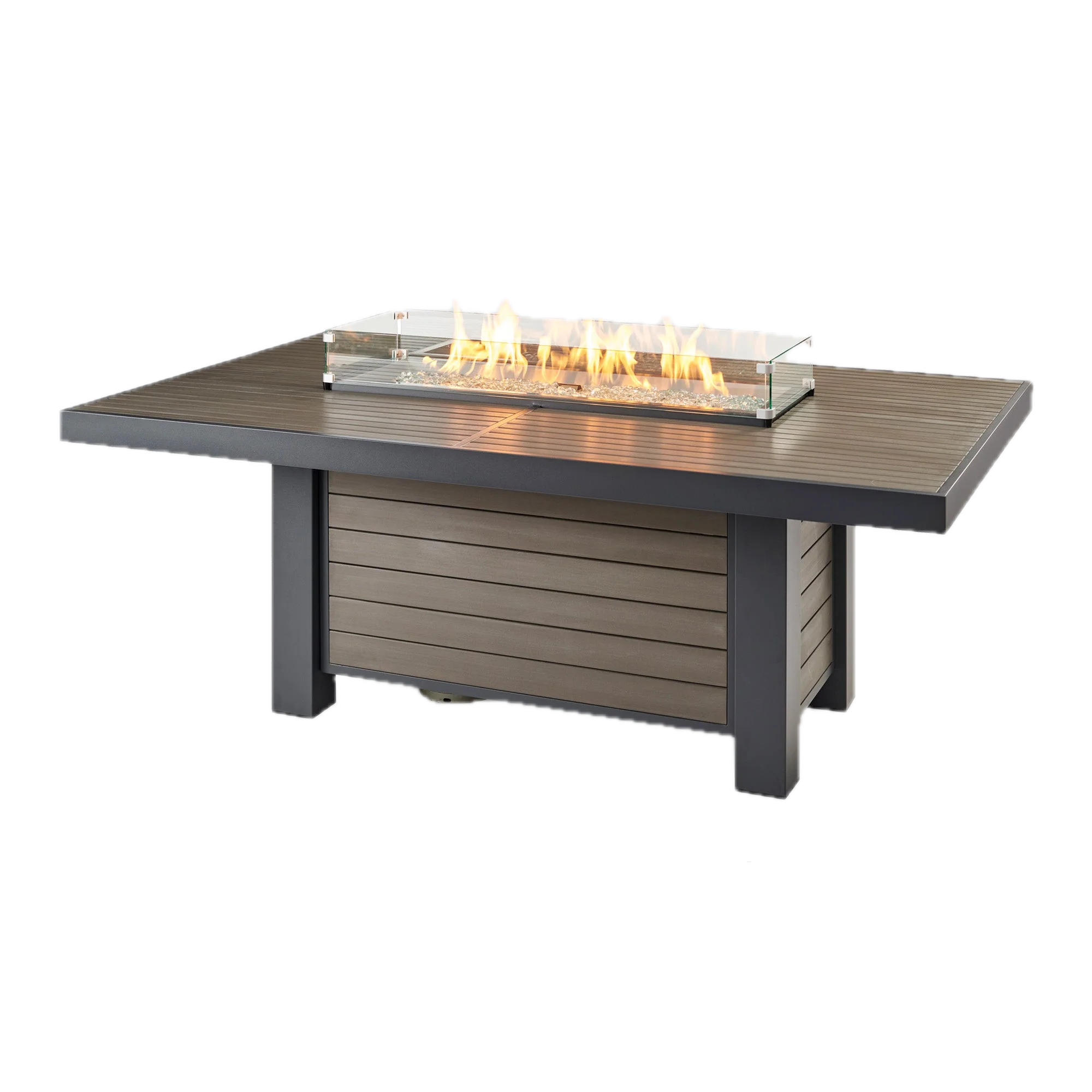 Kenwood and Brooks Linear Dining Height Gas Fire Pit Table