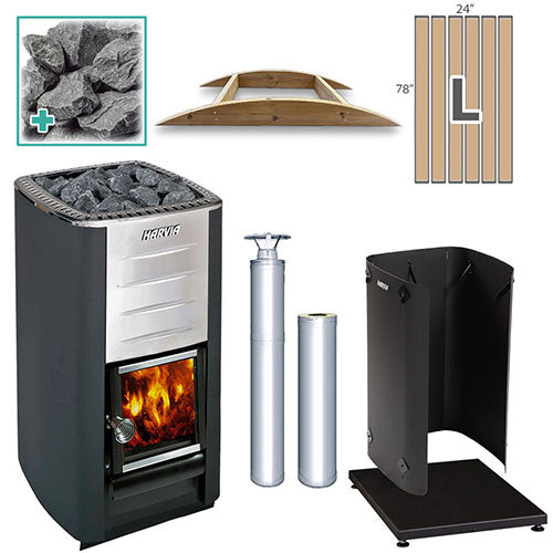 M3 LG FLK Wood-Burning Sauna Stove Package, 16.5kW