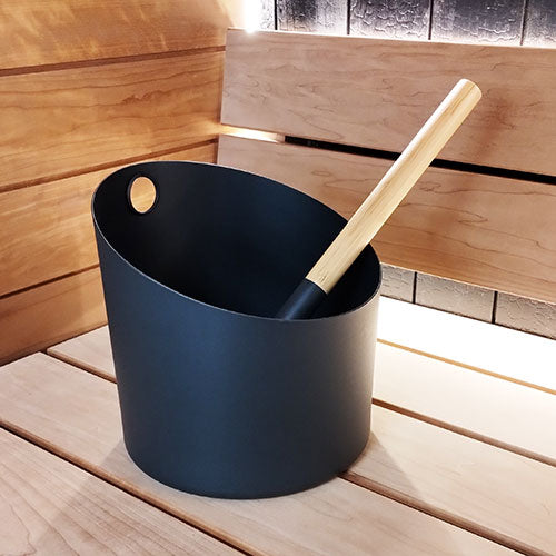Sauna Bucket and Ladle Set, Bamboo/Aluminum, 1Gal