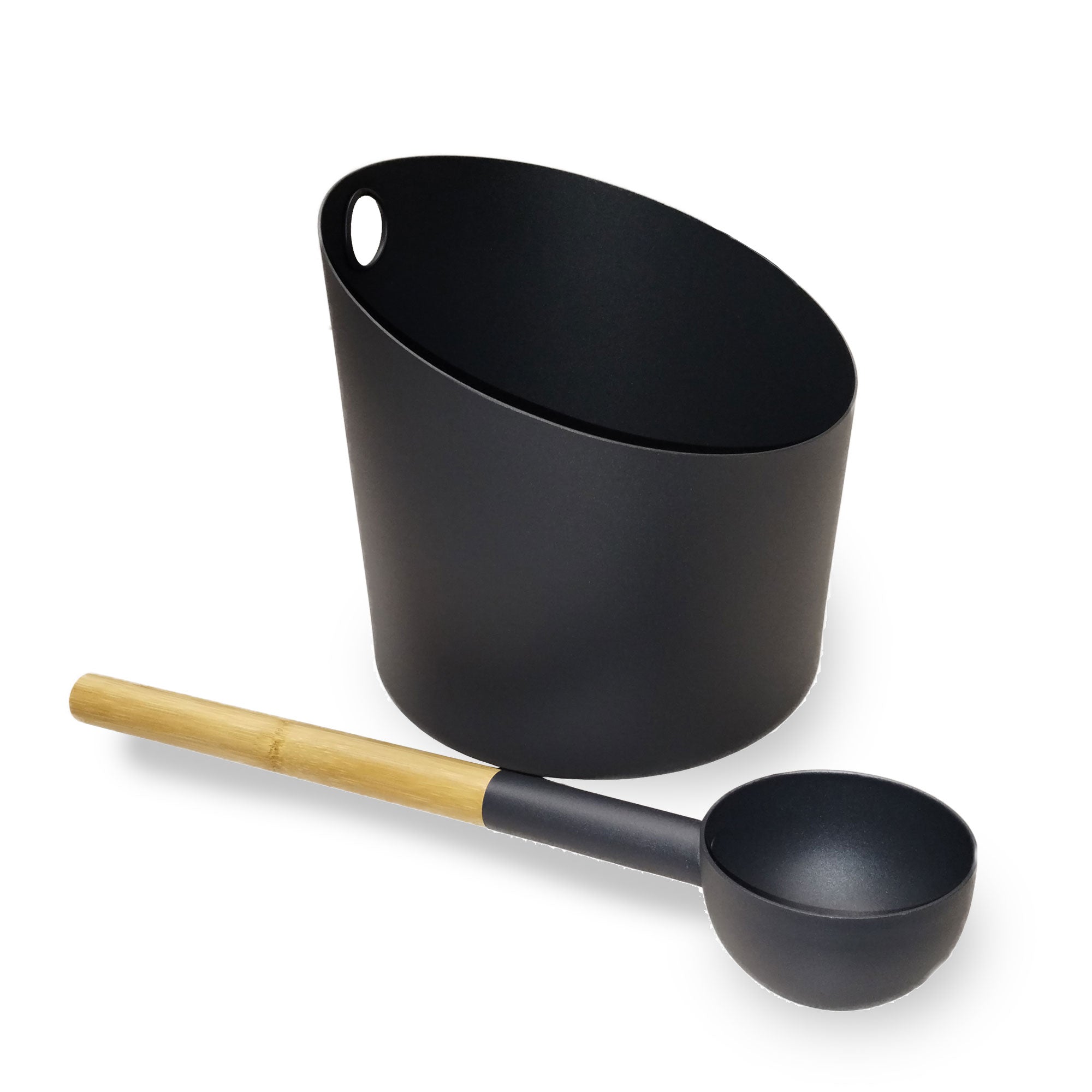 Sauna Bucket and Ladle Set, Bamboo/Aluminum, 1Gal