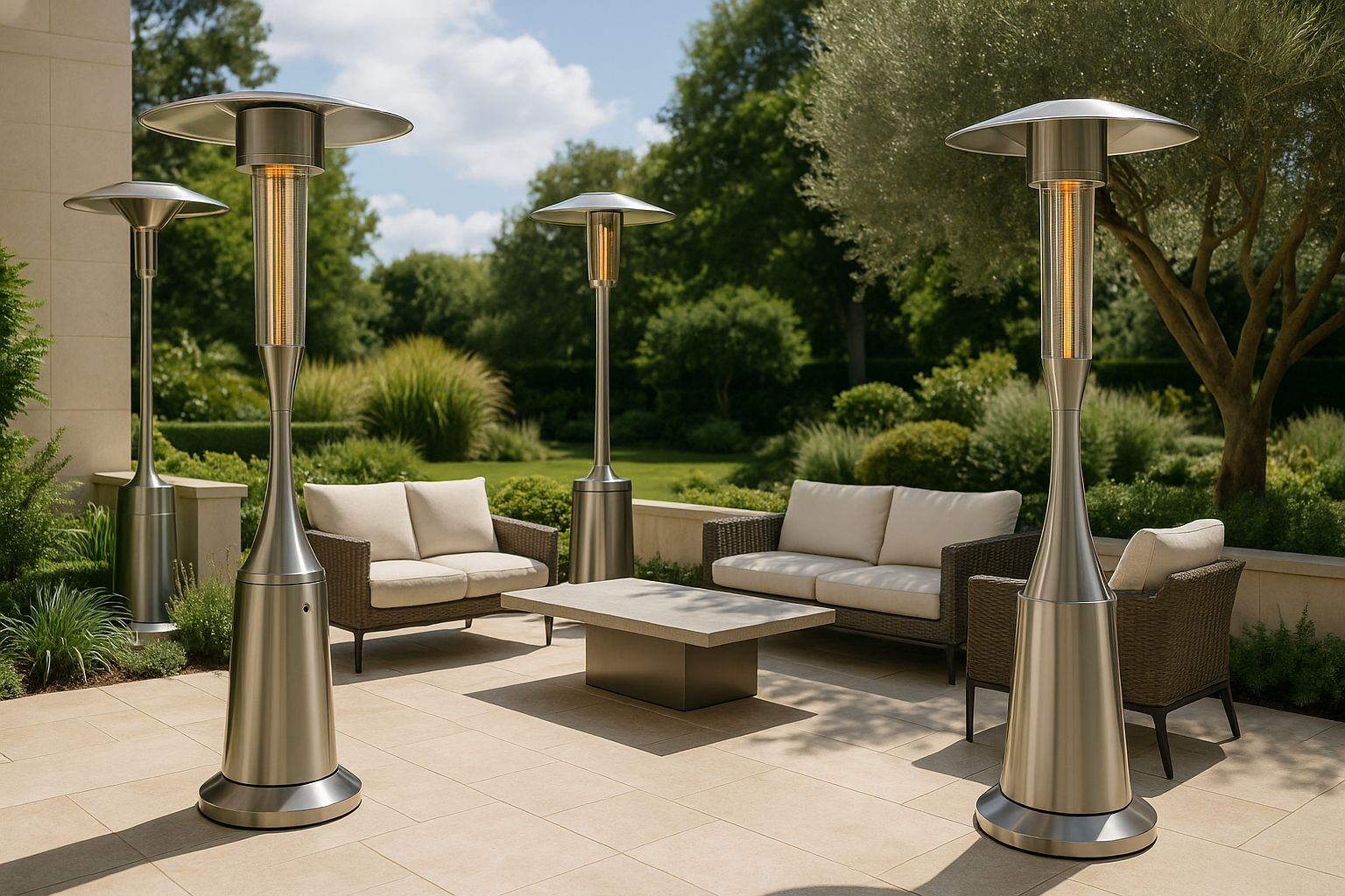 luxury outdoor heaters in daytime