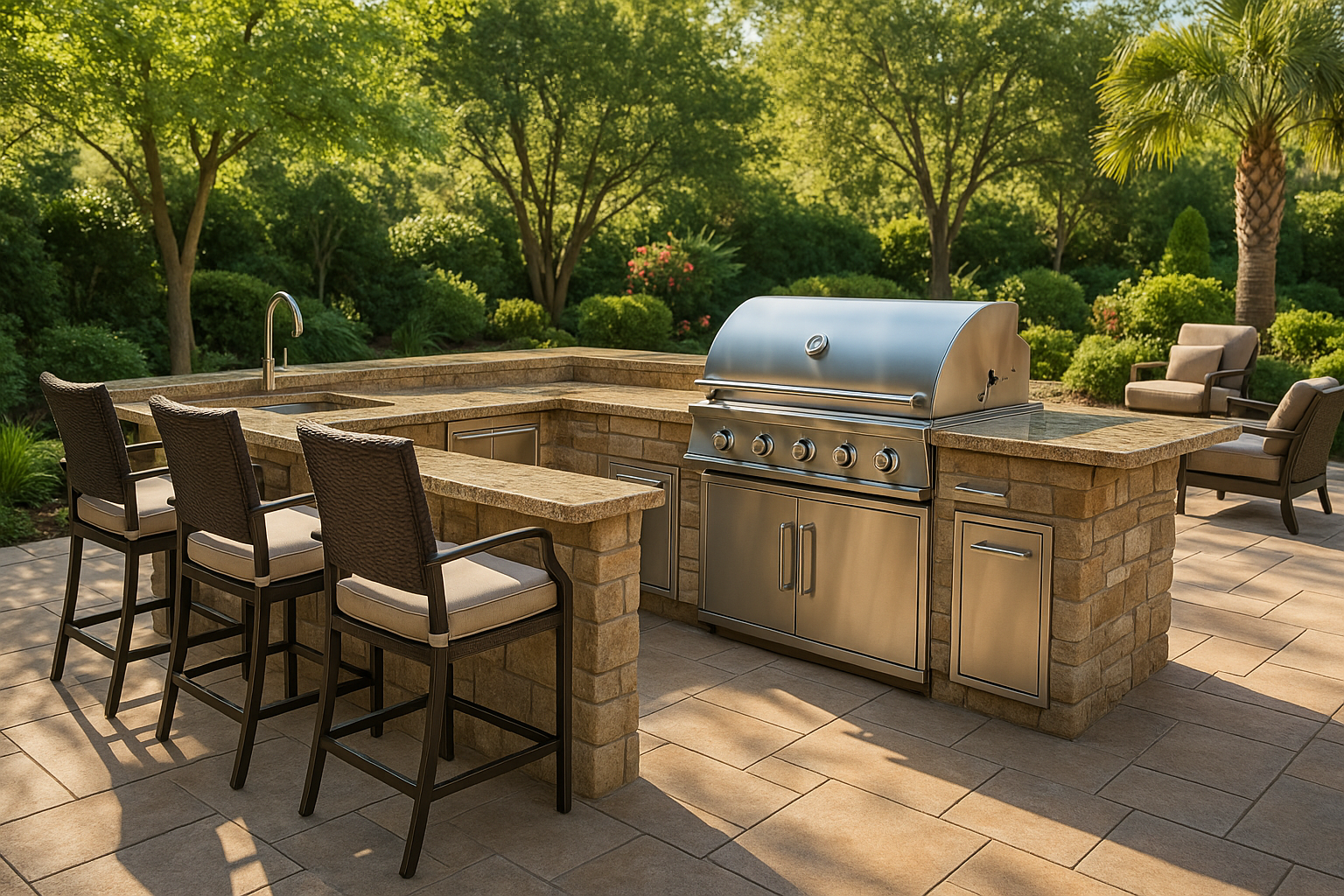 luxury outdoor kitchen during the daytime