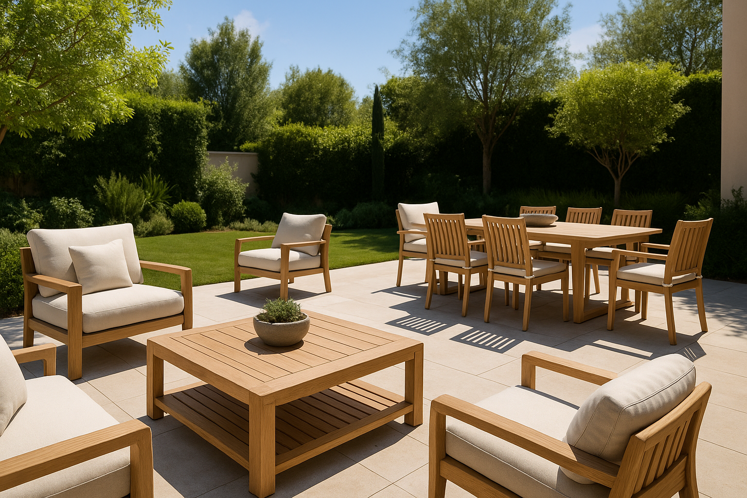 luxury patio furniture in the daytime