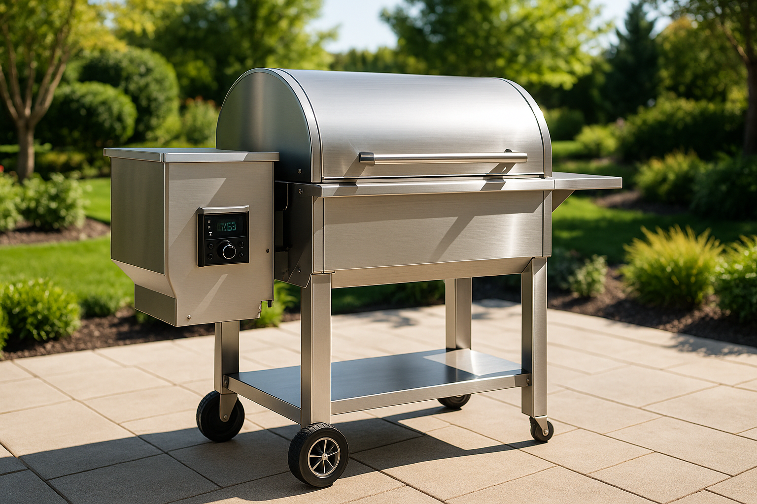 luxury pellet smoker in daytime