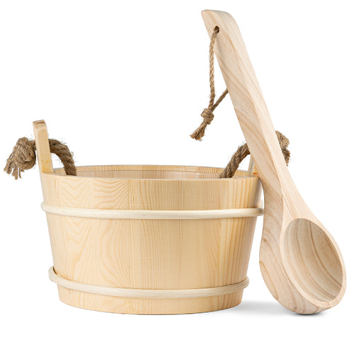 Sauna 4L Wood Bucket and Ladle Set