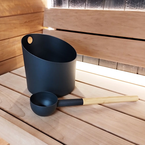 Sauna Bucket and Ladle Set, Bamboo/Aluminum, 1Gal
